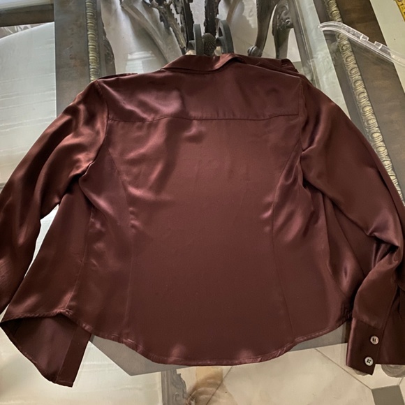 Laundry by Shelli Segal Chocolate Brown Silk Blouse Sz Sm/Med - Picture 11 of 13